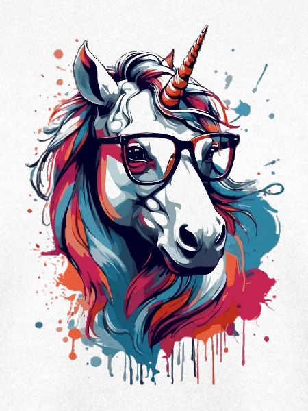 Bunter Einhorn Kunstdruck
