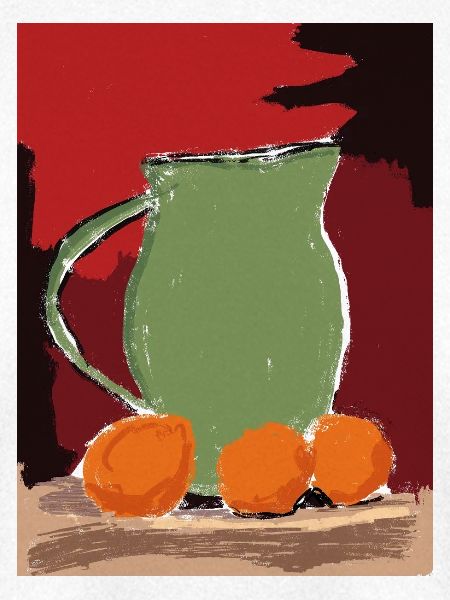 Kunstvoll Stillleben-Krug mit Orangen