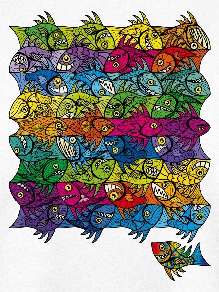Fisch-Tessellations-Ambigramm Escher Style XXV