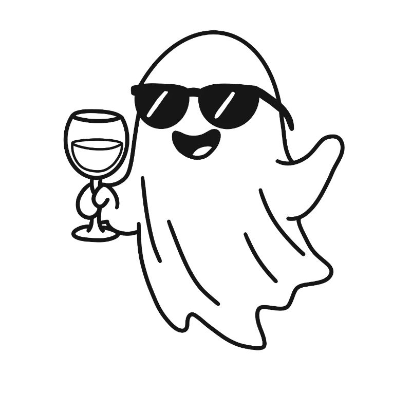 Gespenst mit Sonnenbrille und Wein