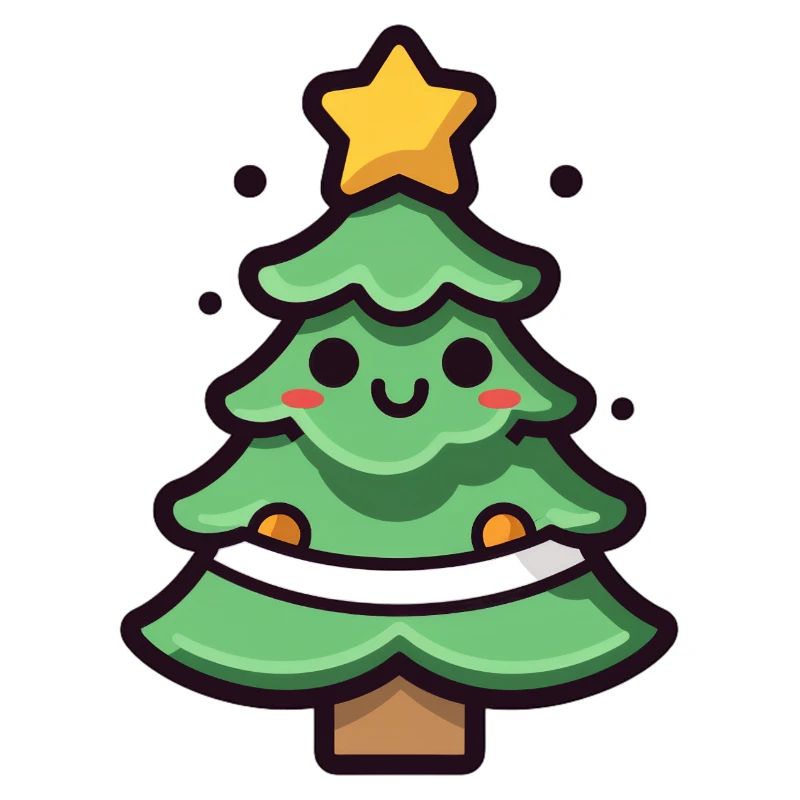 Kawaii Weihnachtsbaum Illustration
