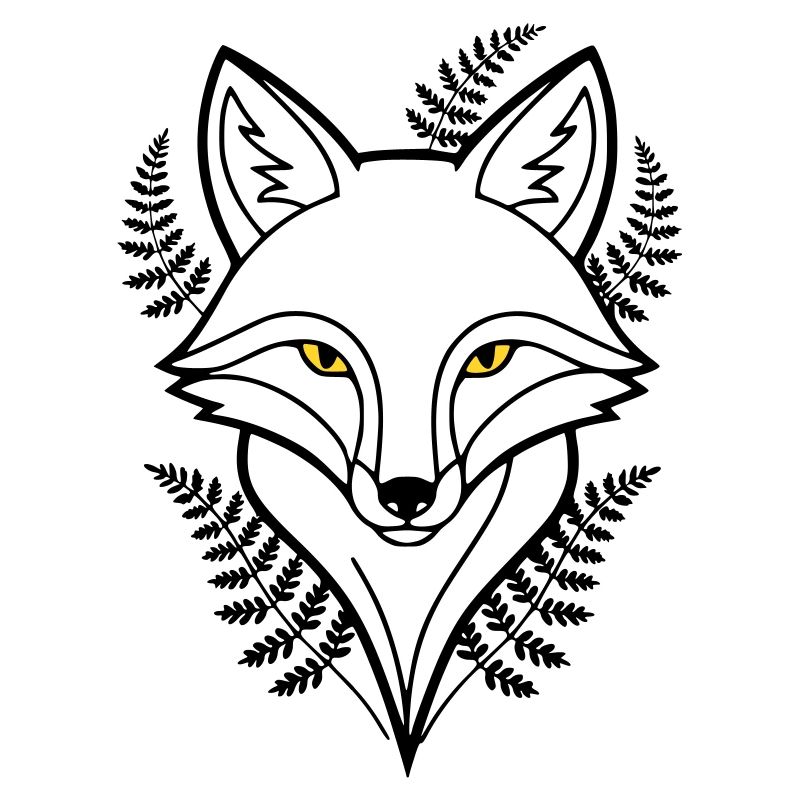 Fuchs Kopf Farn Blätter Tattoo