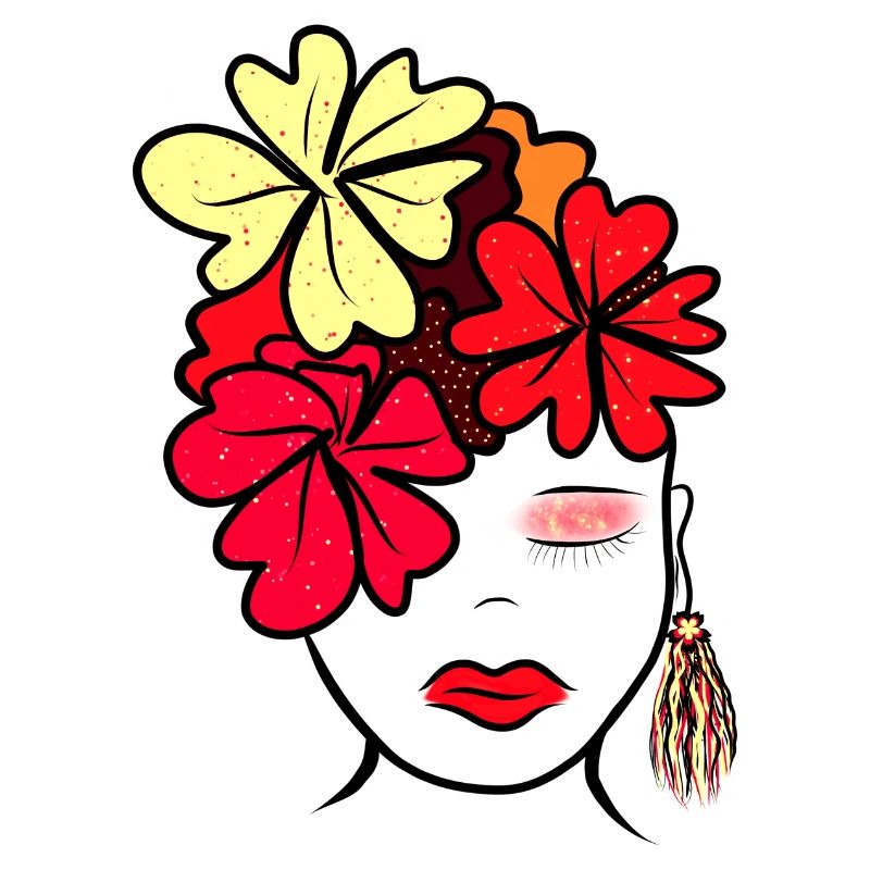 Botanische Blume Collage Druck