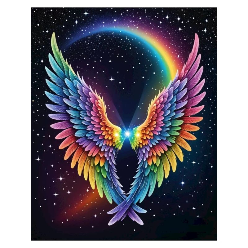 Regenbogenflügel Herz im All
