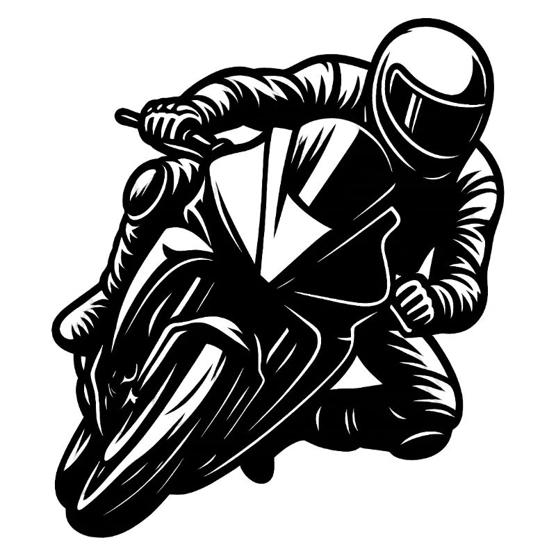 Motorrad Rennfahrer Schwarz-Weiß Design