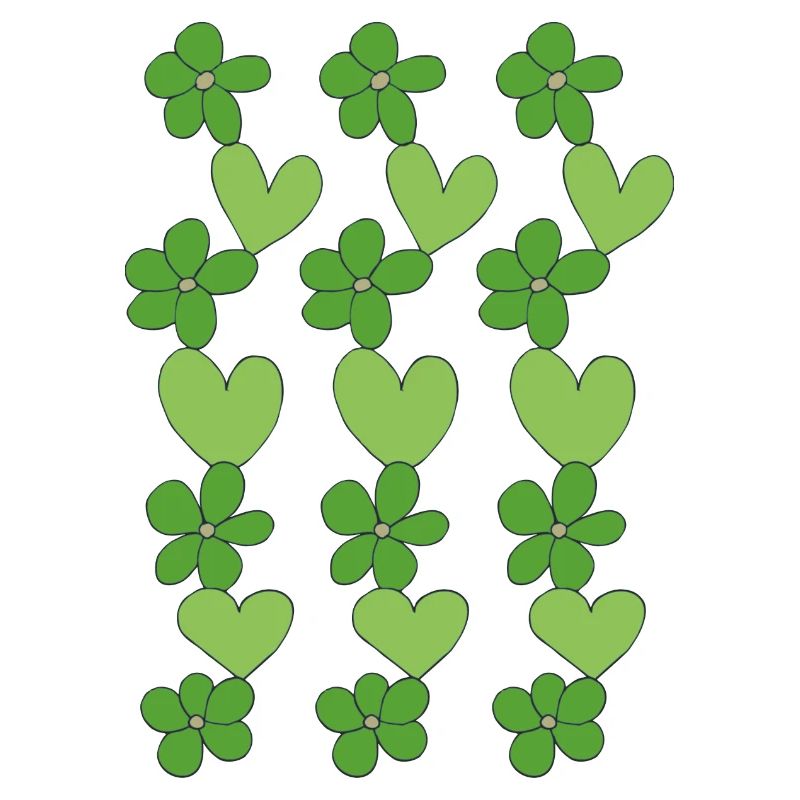 cœurs fleurs vert