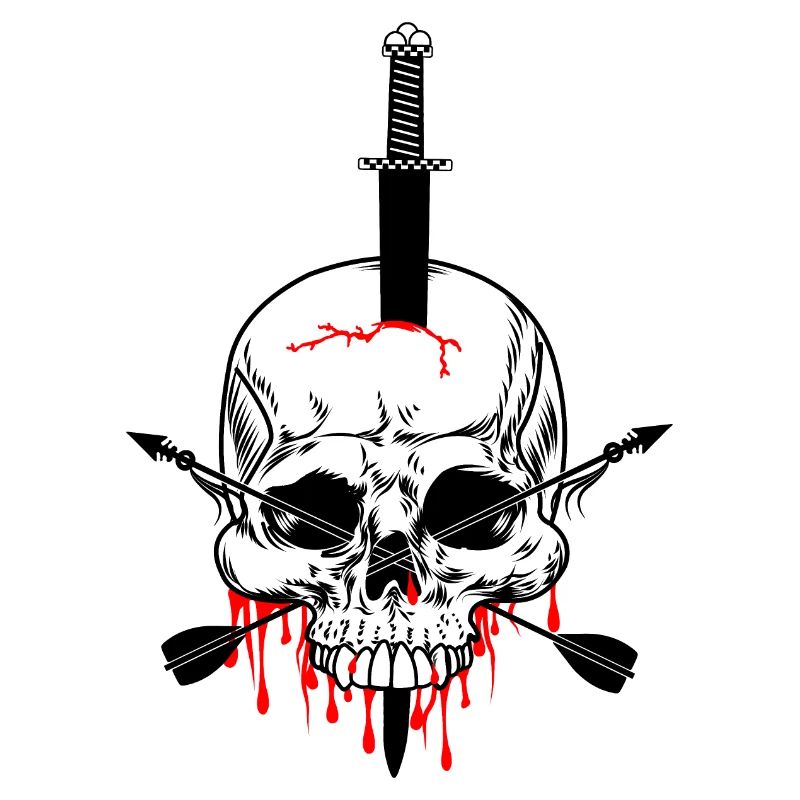 Crâne percé d’épée et de deux sangs