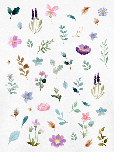 Aquarell Blumen auf Schwarz