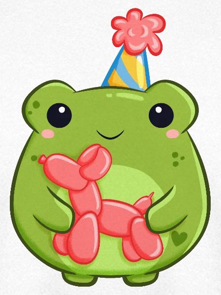 Kleiner Partyfrosch mit Ballonhund