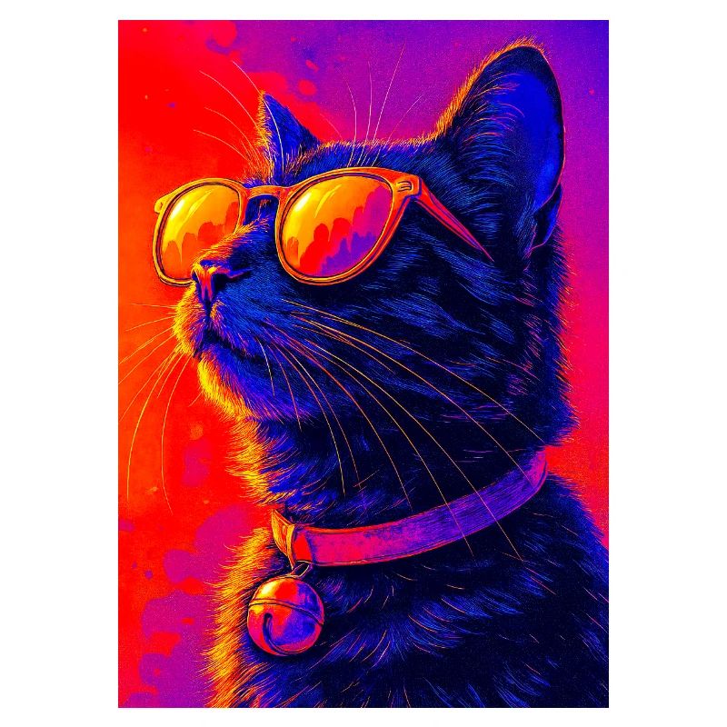 Lebendige Neonkatze mit Sonnenbrille