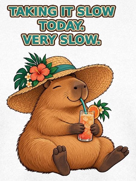 Capybara im Urlaubsmodus mit Sonnenhut