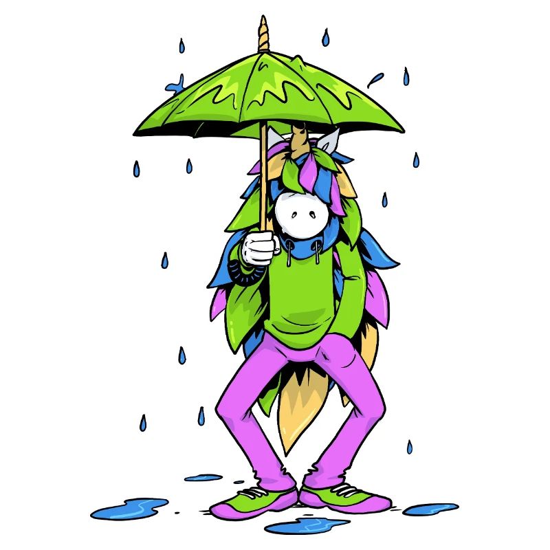 Städtisches Einhorn im Regen