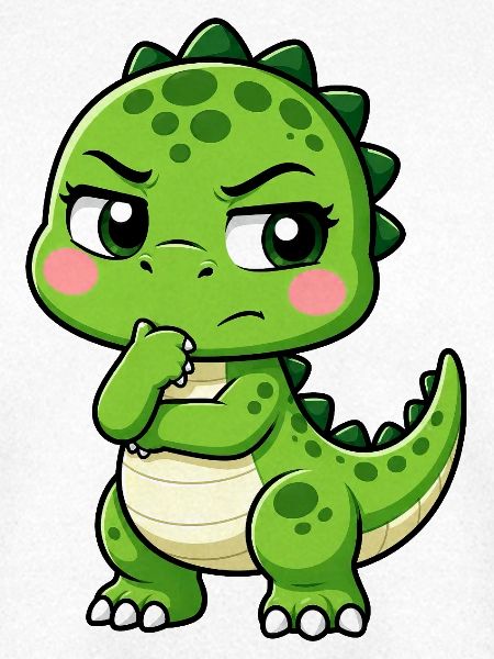 T Rex Nachdenklich Süßer Cartoon