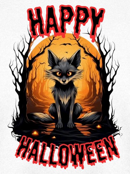 Halloween Schwarzwolf Motiv