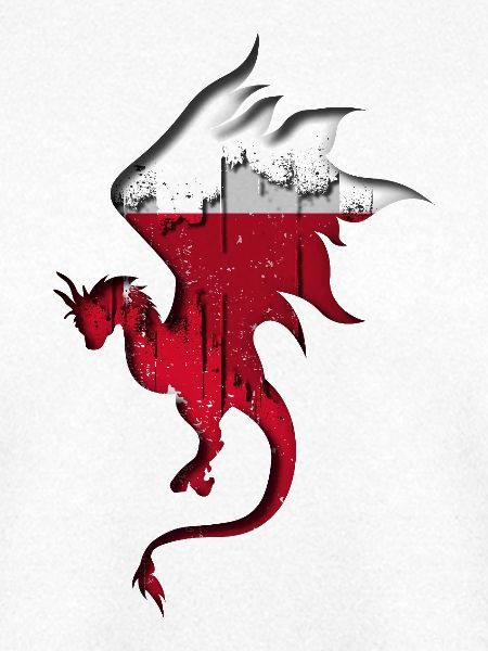 Flagge von Polen - Polen - Drachensilhouette