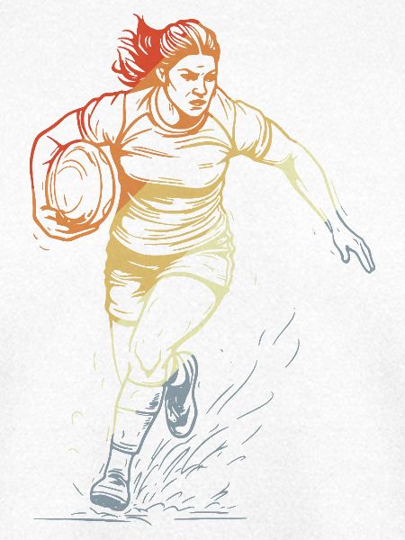 Retro Rugbyspielerin