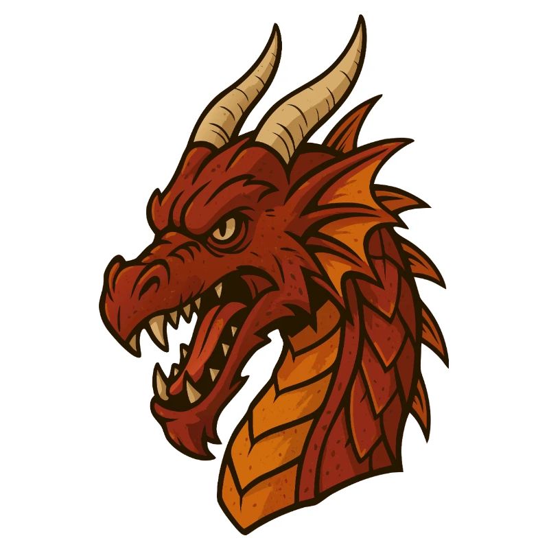 Feuriger Drachenkopf Cartoon
