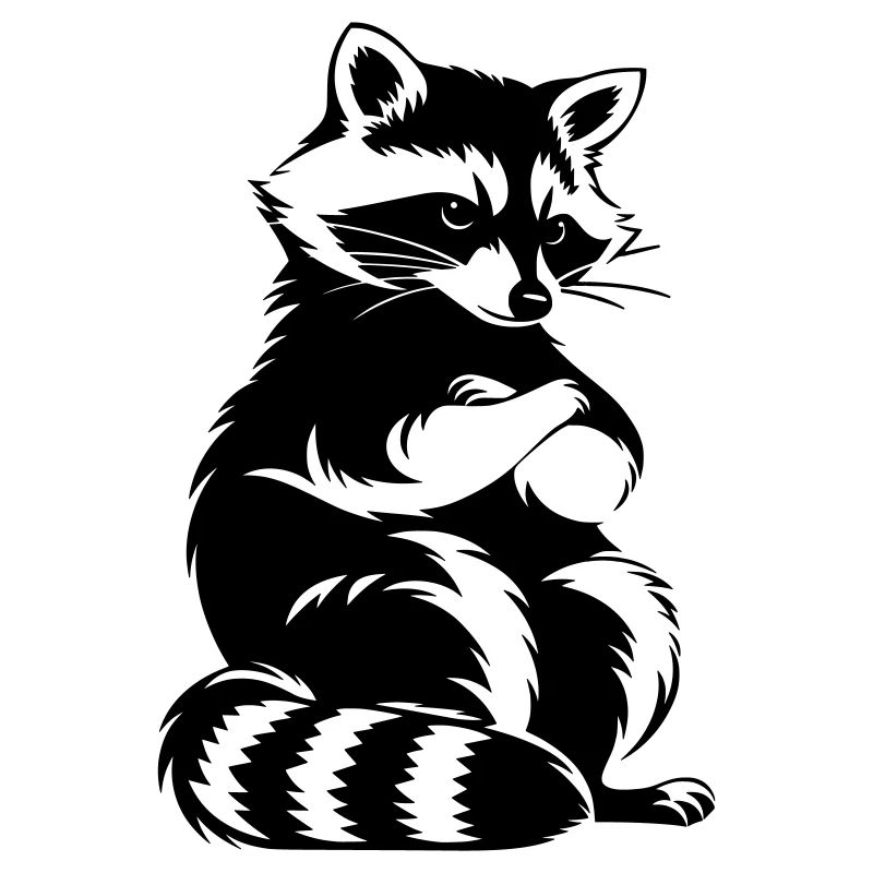 Frecher Waschbär mit verschränkten Armen