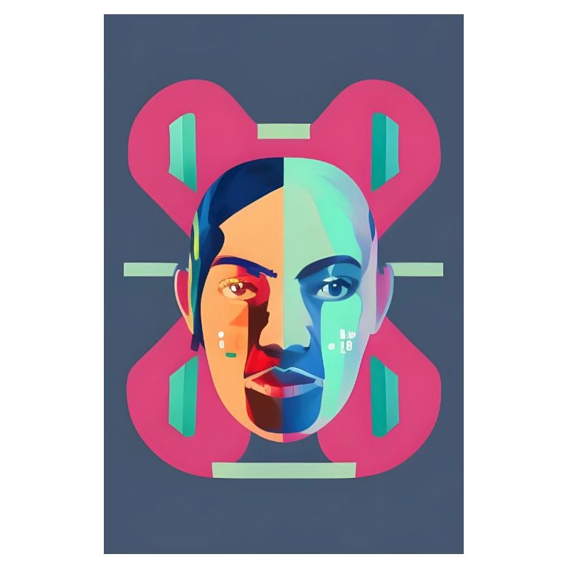 Fragmentiertes Neon-Porträt