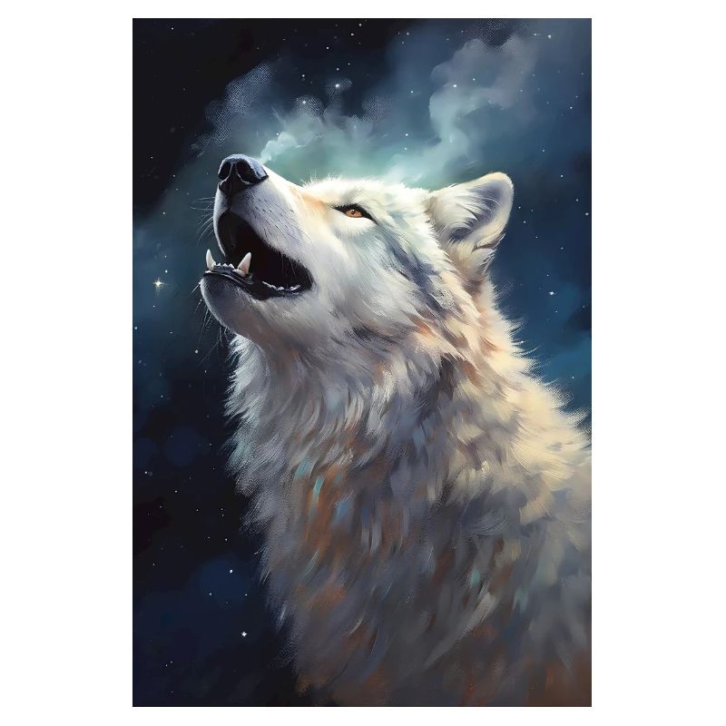 Heulender weißer Wolf
