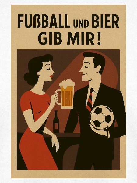 Farbiger Fußball und Biergeist Druckdesign