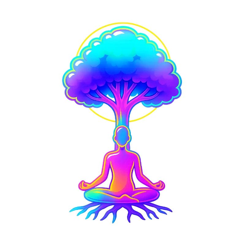 Neonbaum der Meditation