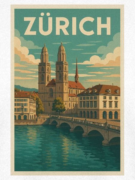 Zürich Retro-Stadtansicht