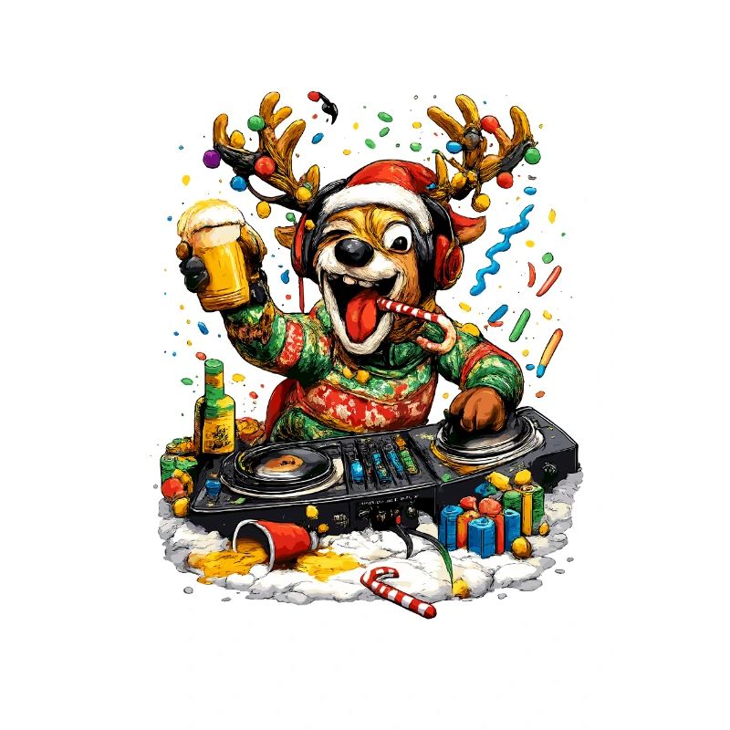 Weihnachts-DJ Hund im Party-Tempo