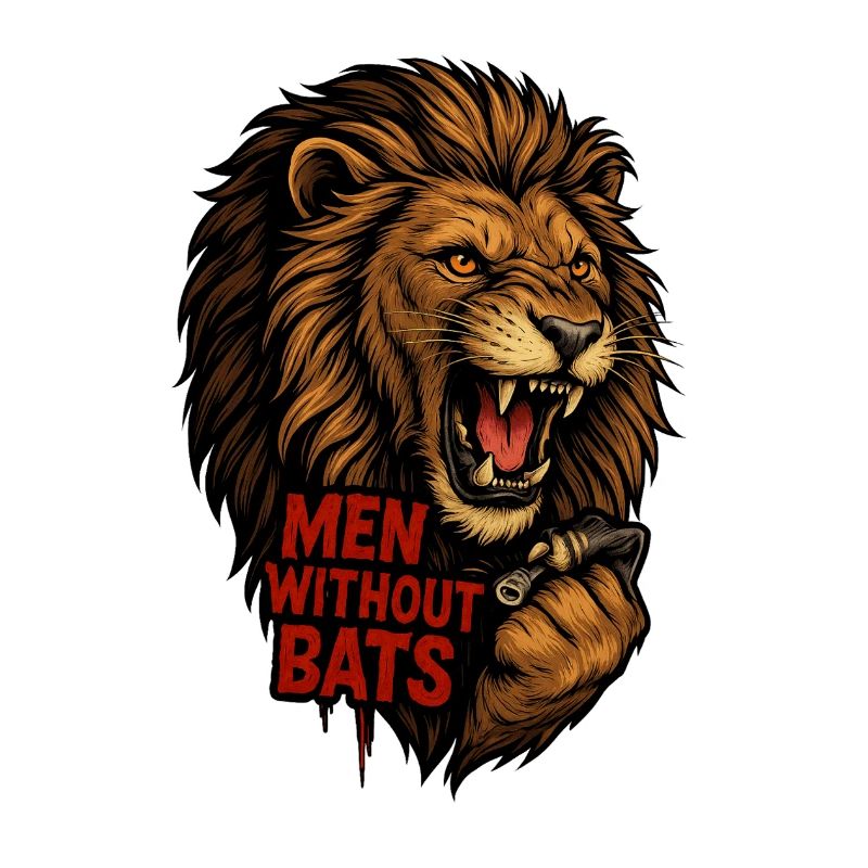 Lion with lettering Men Without Bats