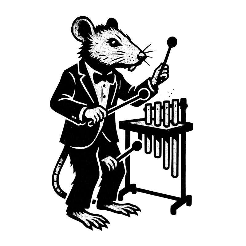 Ratte im Smoking Labormusik