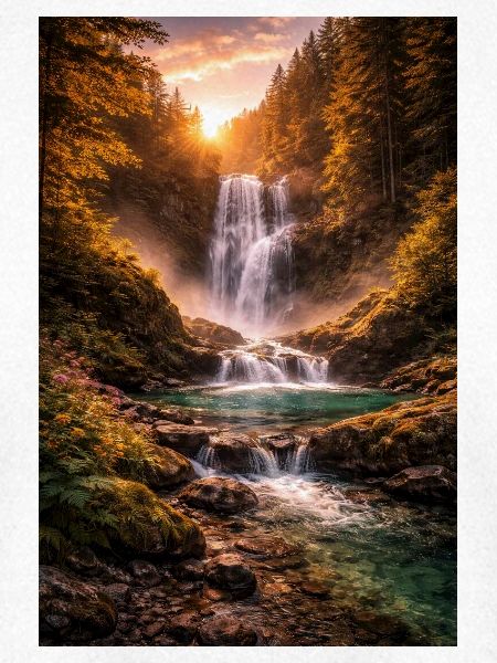 Wasserfall in der Abendsonne
