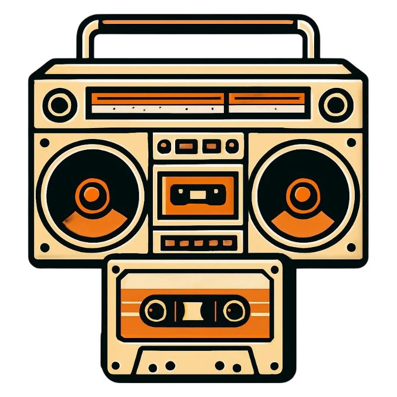 Retro Boombox Grafik Orange