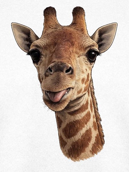 Giraffenkopf mit Zunge - Nahaufnahme
