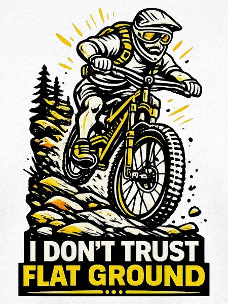 Mountainbiker vertraut flachem Boden nicht