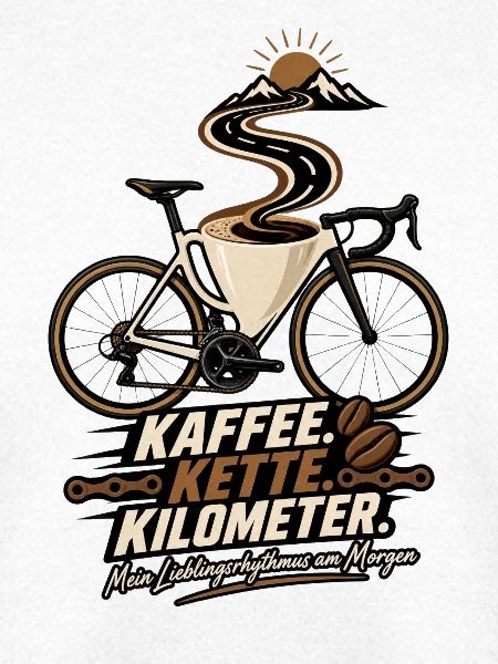 Kaffee Kette Kilometer – Fahrrad Spruch