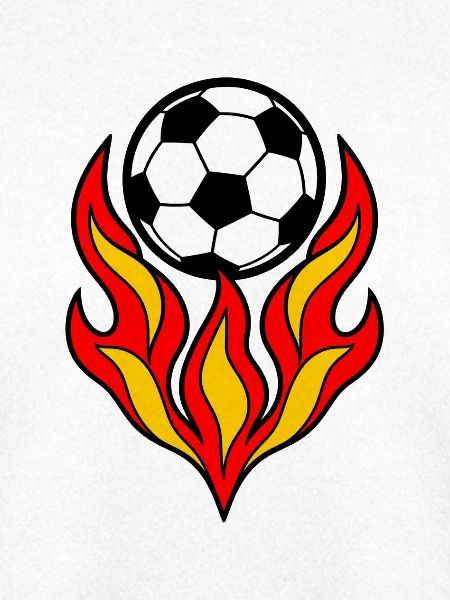 Fußball mit einer kräftigen Flammenkrone