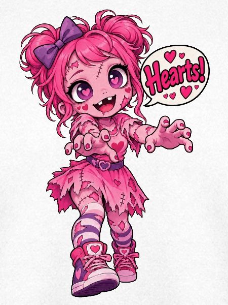 Kawaii Pink Zombie – Herzen!
