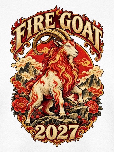 Feuerbock 2027 Retro Chinesisches Tierkreis