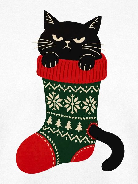 Weihnachtsmuffel Weihnachtskatze Schwarze Katze