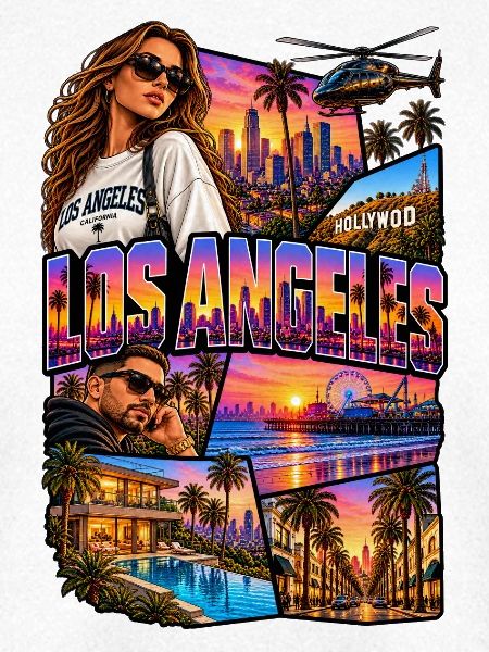 Los Angeles Neon-Skyline Collage