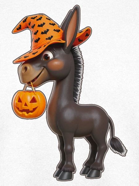 Süßer Halloween Esel mit Kürbis