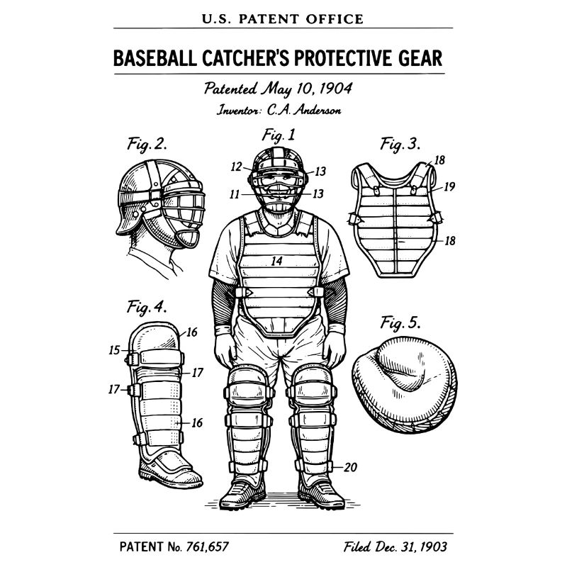 Baseball Catcher Patentkunst – Schutzausrüstung Desi