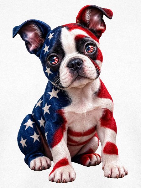 Welpen-Kunst mit amerikanischer Flagge