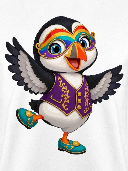 Karnevals-Pinguin im Lila-Weste