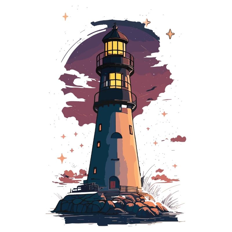 Sternennachtsleuchtturm am Meer