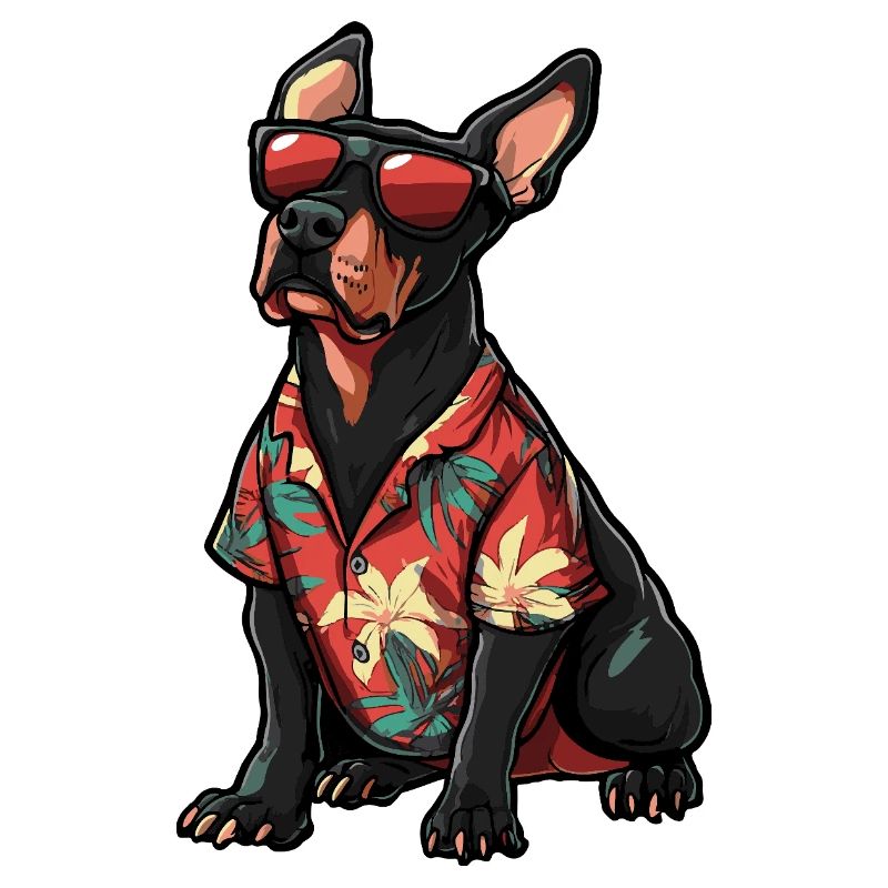 Dobermann Hund Comic Urlaub