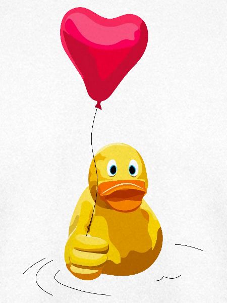 Herzballon und Daumenhoch Ente
