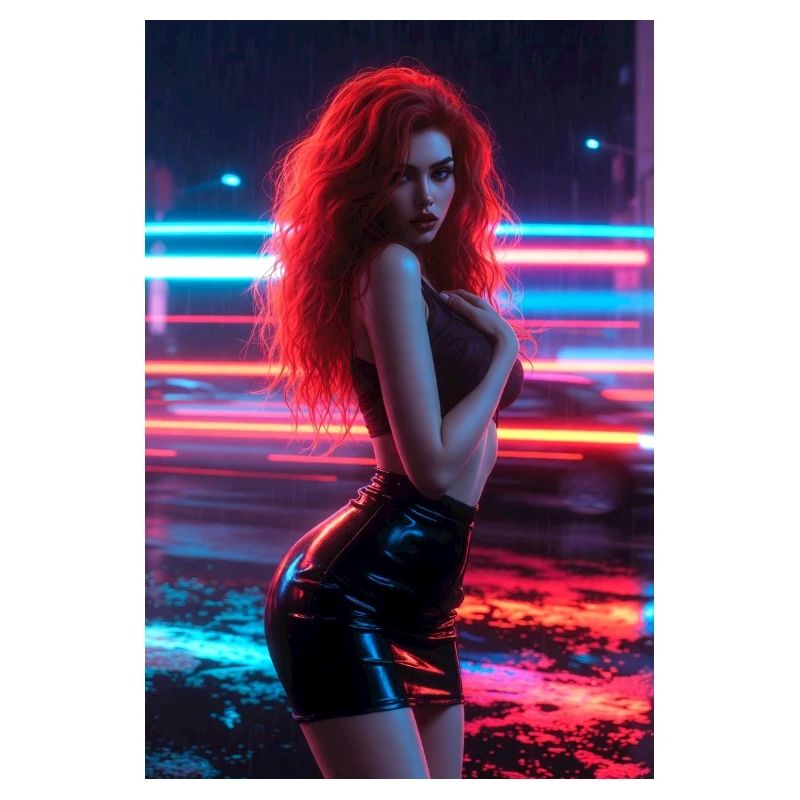 Neonrote Femme in Glanz