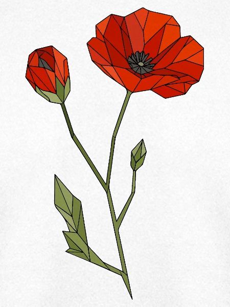 Geometrische Mohnblume Polygon Blumenmotiv