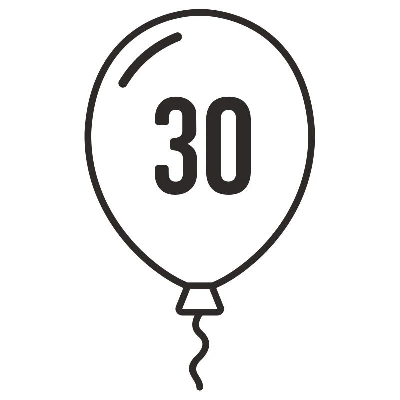 Ballon numéro 30 – Conception d’anniversaire rond